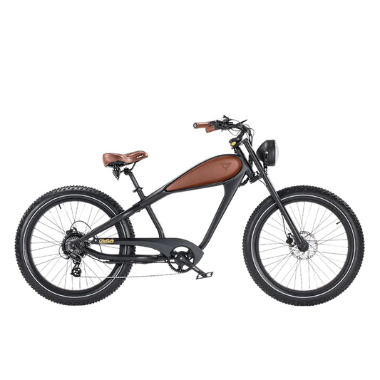 REVI Cheetah PLUS 750w Step Over Ebike 26x4 Fat Tire Electric Vintage eBike - Fat Tire Cruiser eBike - REVI|GRAY48V1|3002 eBike Super Shop