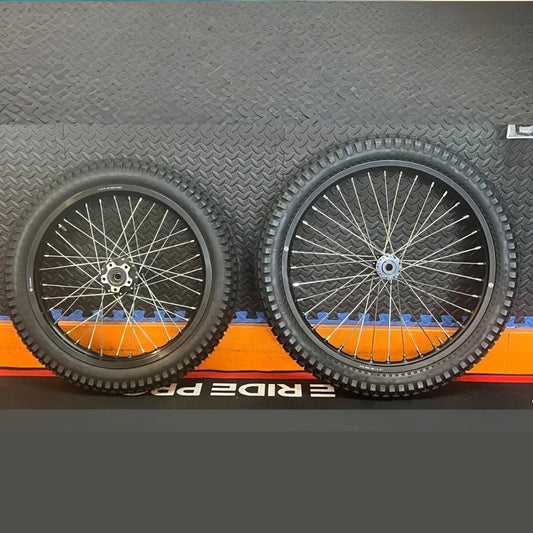 Throne eMoto Wheel Set Shinko 241 Dual Sport 18"/19" Front & Rear Wheel & Tire Set for Moto Bikes *Does not include rotor or sprocket* - Throne Wheel & Tire Set - Throne | Shinko | 18 inch | Front Wheel & Tire Set eBike Super Shop