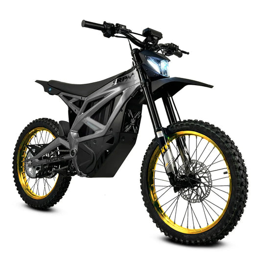 Throne SRPNT Grey Gold Electric Dirt Bike – 12,500W Mid - Drive Power with 72V Battery System - Electric Dirt Bike - THRON|SPRNT|GREY - GOLD|2964 eBike Super Shop