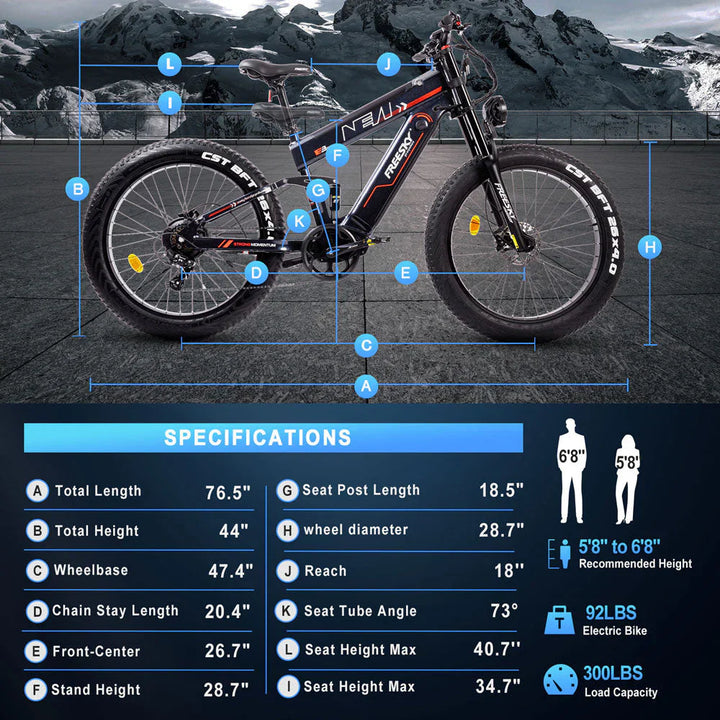  FREESKY Alaska M-520 Pro 1000 w Mountain Ebike 4 Fat Tire Electric Fat Tire Mountain eBike