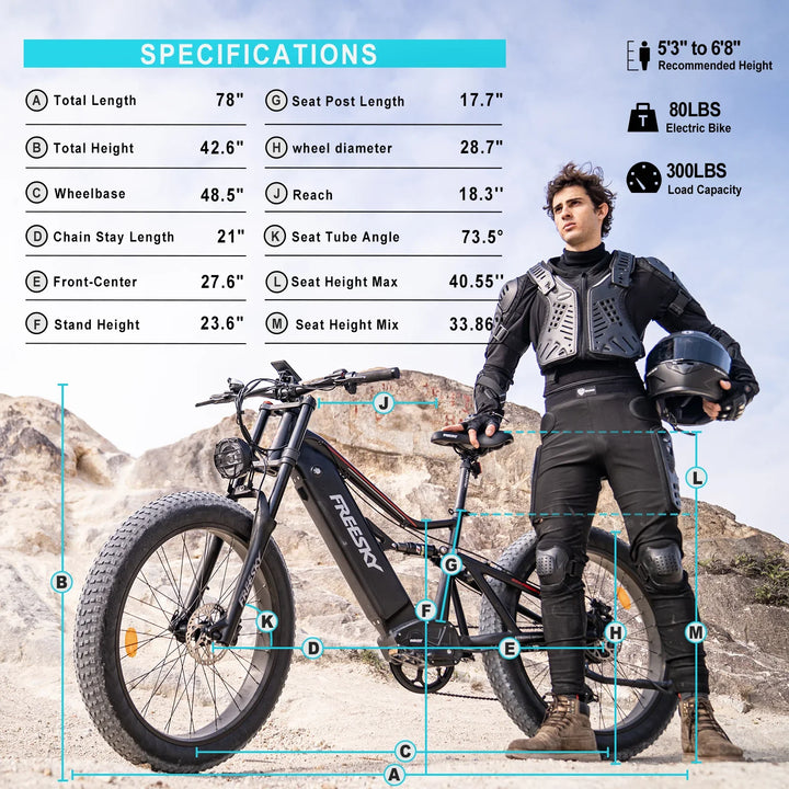  FREESKY Swifthorse X-6e 1000 w Mountain Ebike 4 Fat Tire Electric Fat Tire Mountain eBike