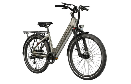 Brown MOKWHEEL Asphalt ST 500 w Step Thru Ebike 27.5x2.4 Urban Electric Beach Cruiser eBike