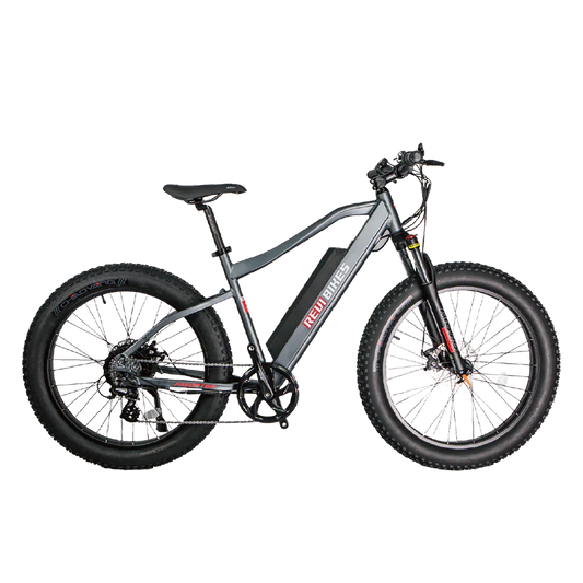 Black REVI Predator 750w Step Over Ebike 26x4 Fat Tire Electric Fat Tire Mountain eBike