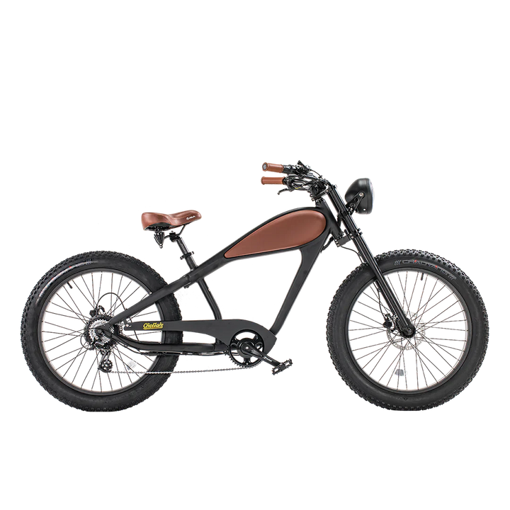 Black REVI Cheetah 750w Step Over Ebike 26x4 Fat Tire Electric Vintage eBike