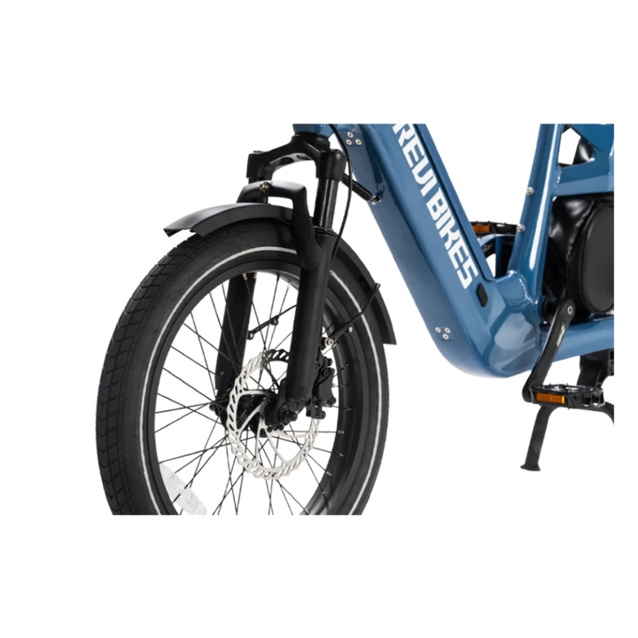  REVI Flux 750w Step Thru Ebike 20x2.4 Fat Tire Mini Fat Tire Electric Cargo eBike