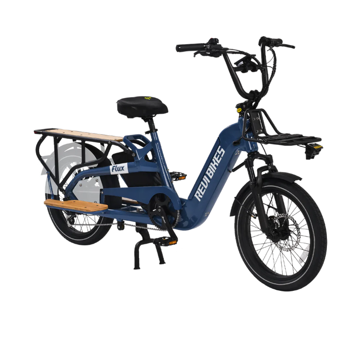 Navy REVI Flux 750w Step Thru Ebike 20x2.4 Fat Tire Mini Fat Tire Electric Cargo eBike