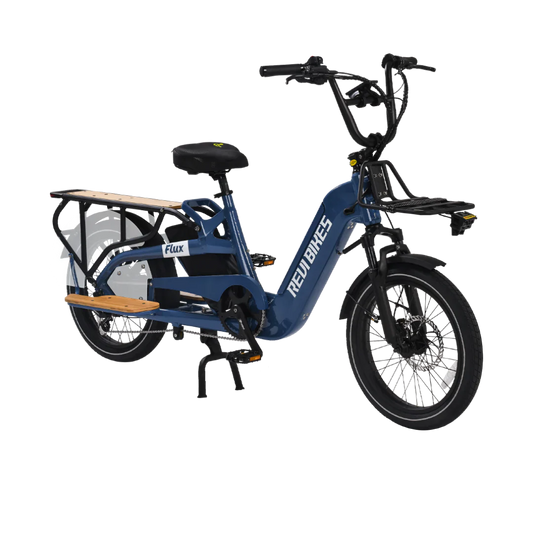 Navy REVI Flux 750w Step Thru Ebike 20x2.4 Fat Tire Mini Fat Tire Electric Cargo eBike