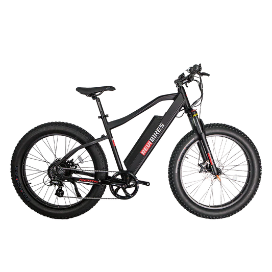 Grey OB eBikes REVI Predator 750 w Ready to Ride Step Over Ebike 26x4 Electric Fat Tire Mountain eBike