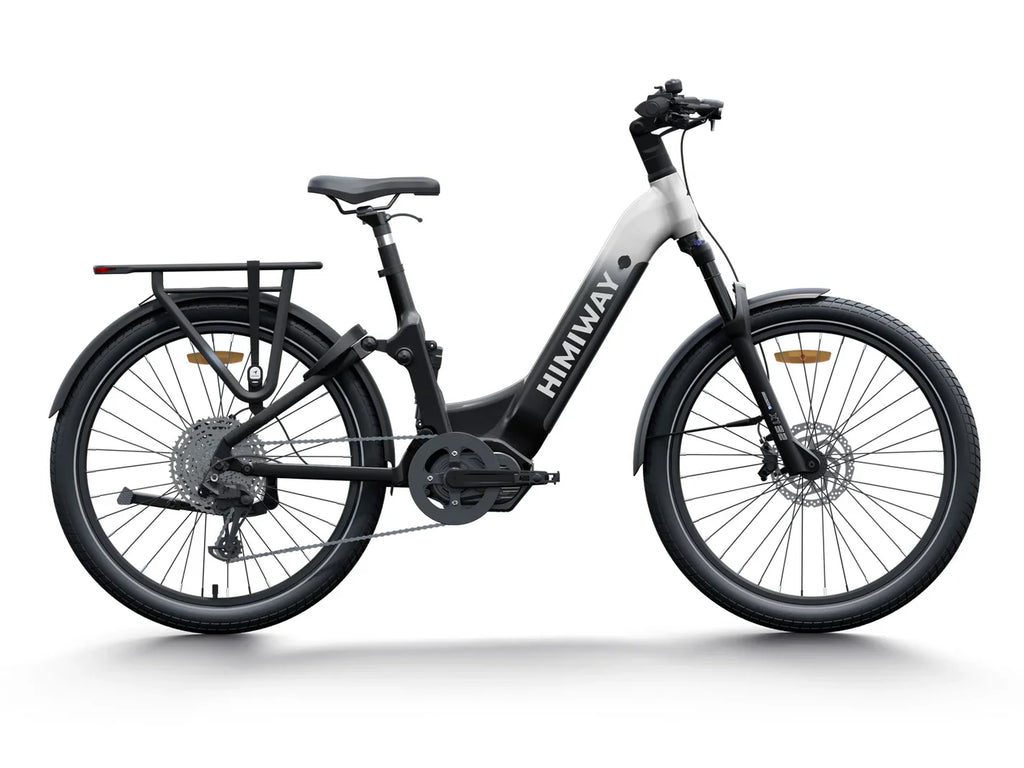 Light Gray HIMIWAY A7 PRO 500 w Step Thru Ebike 27.5x2.4 Fat Electric Beach Cruiser eBike