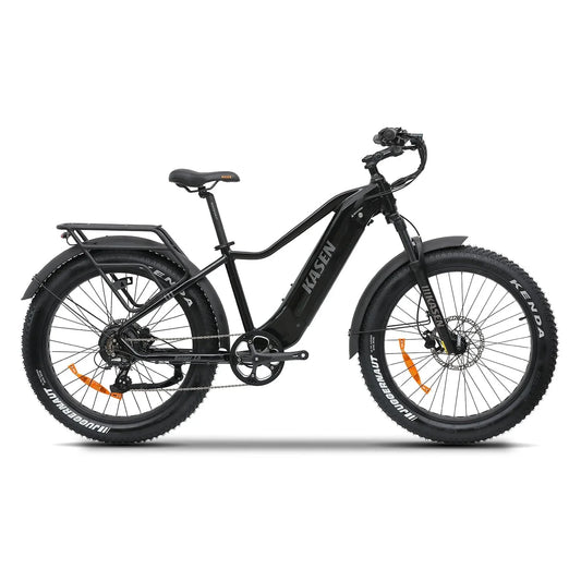 Black KASEN Ranger 2.0 750 w Step Over Ebike 26x4 Fat Fat Tire Electric Beach Cruiser eBike