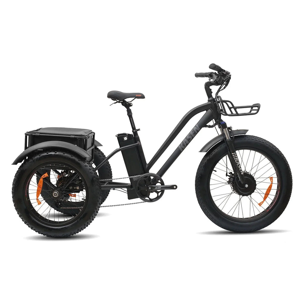 Black KASEN Trike 500 w Trike Ebike 20x4 Fat Electric Trike 3 Wheel eBike