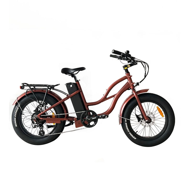  OB eBikes COASTAL CRUISER 52V 24 Thru 750 w Ready to Ride Step Thru Ebike 24x3 Fat Tire Electric Beach Cruiser eBike