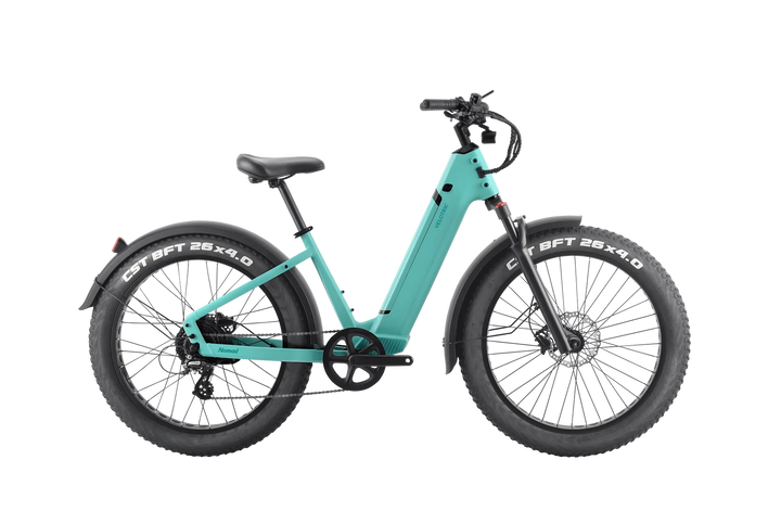 Indigo Gray VELOTRIC Nomad 1 750w Step Thru eBike 26x4 Fat Fat Tire Electric Beach Cruiser eBike