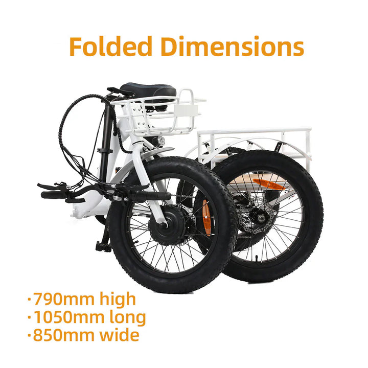  EUNORAU New Trike 500w Trike eBike 20x3 Fat Electric Trike 3 Wheel eBike