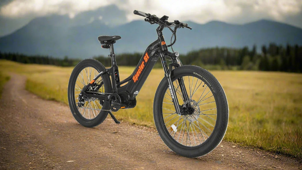 Black EUNORAU Specter ST 2024 1000 w Step Thru eBike 27.5x3 Mountain Electric Mountain eBike