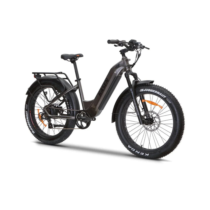 Grey KASEN Ranger ST 1000 w Step Thru Ebike 26x4 Fat Fat Tire Electric Beach Cruiser eBike