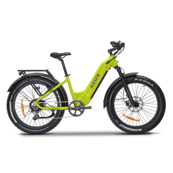 Green KASEN Ranger ST 1000 w Step Thru Ebike 26x4 Fat Fat Tire Electric Beach Cruiser eBike