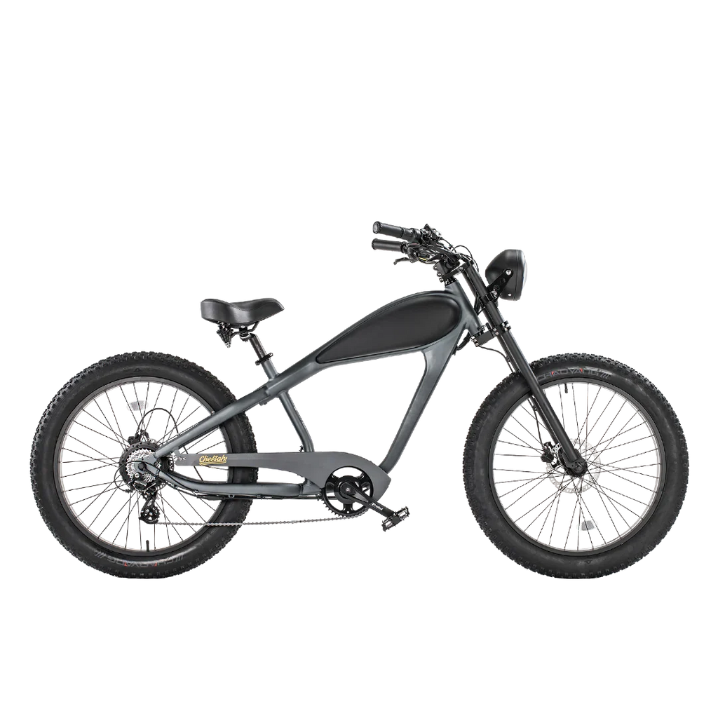 Black REVI Cheetah 750w Step Over Ebike 26x4 Fat Tire Electric Vintage eBike