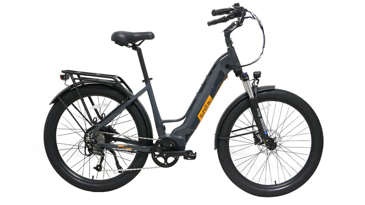 Red EUNORAU Meta275 500w Step Thru eBike 27.5x2.6 Road Electric Beach Cruiser eBike