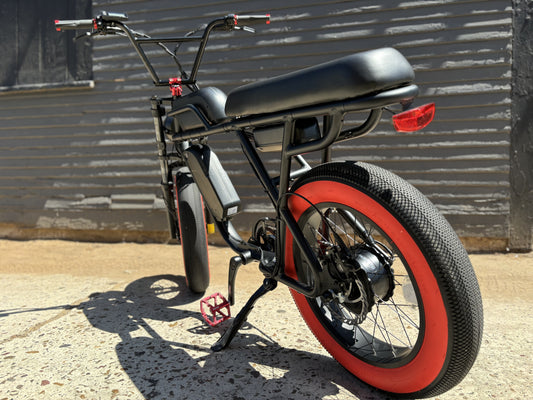 Custom Red Ripper 750 w Electric e-Moto Style eBikeMoto 20x4 Fat tire electric bike