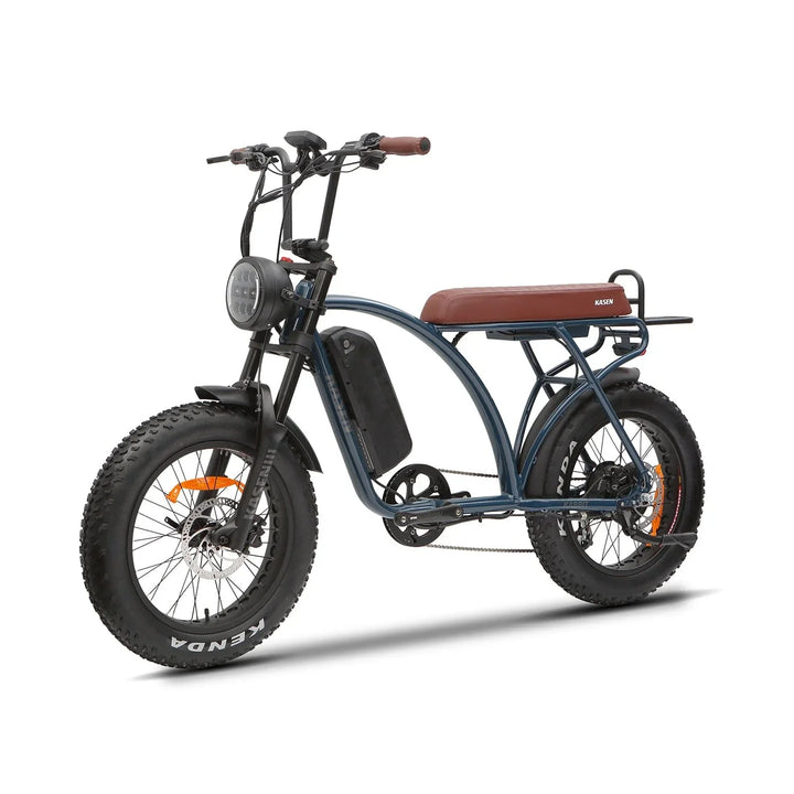 Retro Blue KASEN Kabbit 2.0 1000 w Moto Ebike 20x4 Fat Electric e-Moto Style eBike