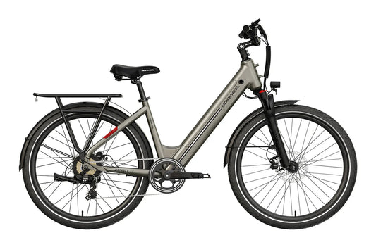 White MOKWHEEL Asphalt ST 500 w Step Thru Ebike 27.5x2.4 Urban Electric Beach Cruiser eBike