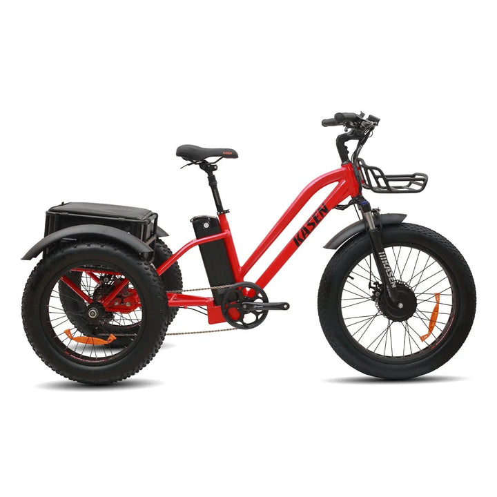 Red KASEN Trike 500 w Trike Ebike 20x4 Fat Electric Trike 3 Wheel eBike