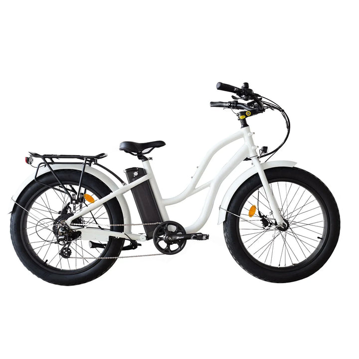  OB eBikes COASTAL CRUISER 52V 24 Thru 750 w Ready to Ride Step Thru Ebike 24x3 Fat Tire Electric Beach Cruiser eBike