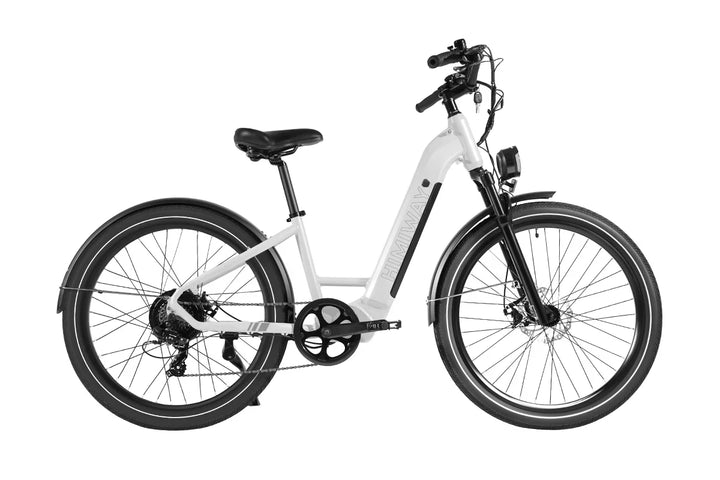 White HIMIWAY Rambler 500 w Step Thru Ebike 27.5x2.4 Urban Electric Beach Cruiser eBike