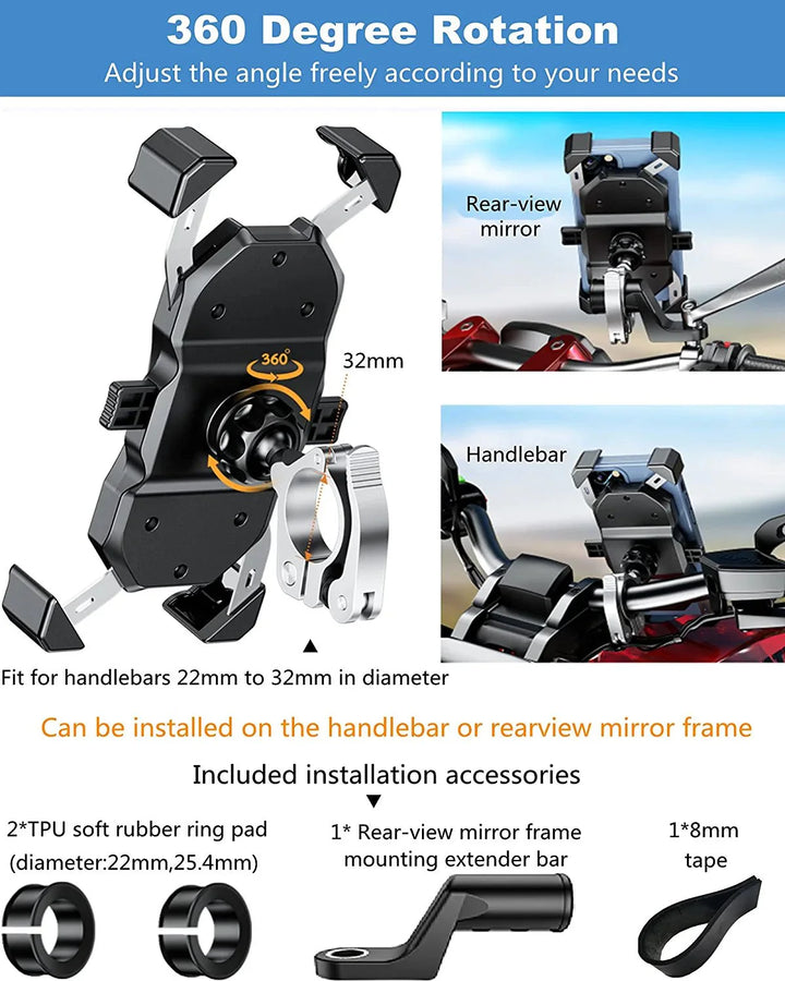 Bike Phone Mount with 360 Degree Rotation & Quick Touch Lock & Release - Accessories - HEB - PHONE - 360 - LG eBike Super Shop