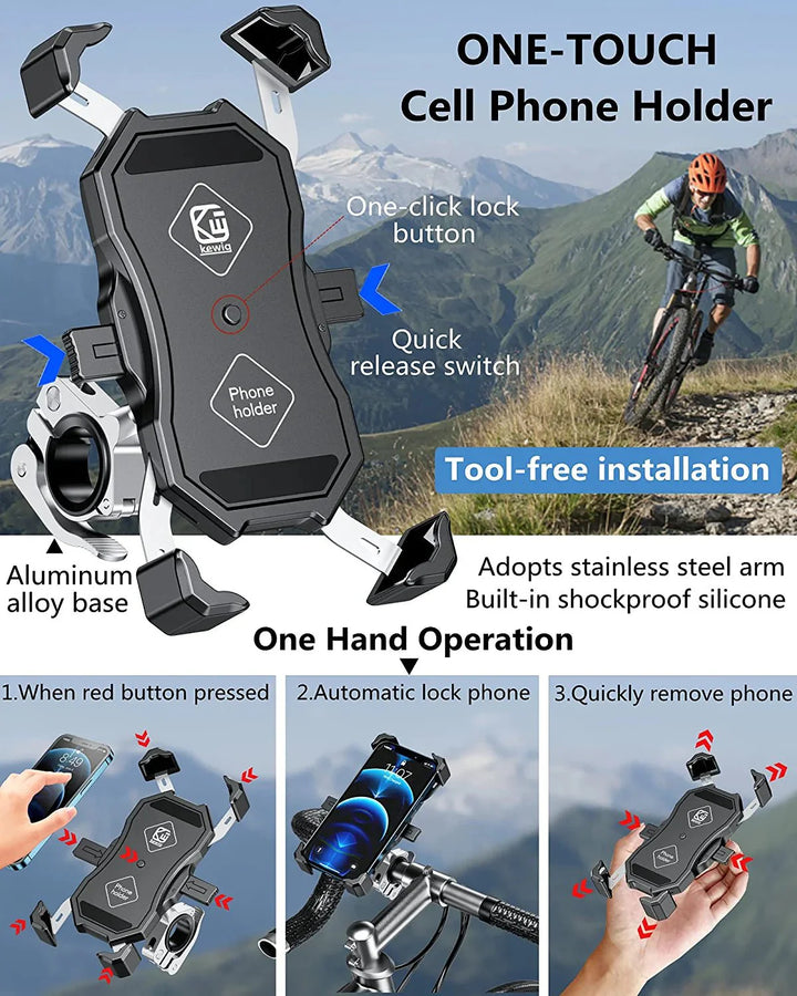 Bike Phone Mount with 360 Degree Rotation & Quick Touch Lock & Release - Accessories - HEB - PHONE - 360 - LG eBike Super Shop