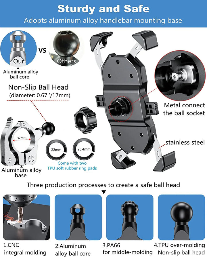 Bike Phone Mount with 360 Degree Rotation & Quick Touch Lock & Release - Accessories - HEB - PHONE - 360 - LG eBike Super Shop