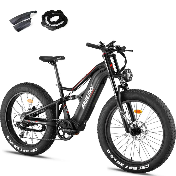 Black FREESKY Swifthorse X-6e 1000 w Mountain Ebike 4 Fat Tire Electric Fat Tire Mountain eBike