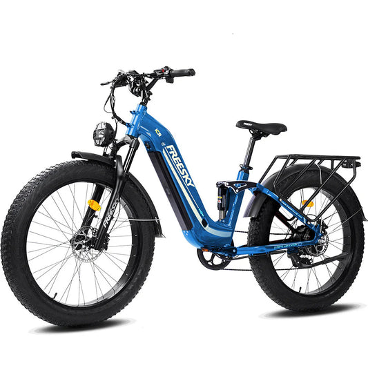 Green FREESKY Wildcat Pro A-340 1000 w Step Thru Ebike 4 Fat Tire Electric Fat Tire Mountain eBike