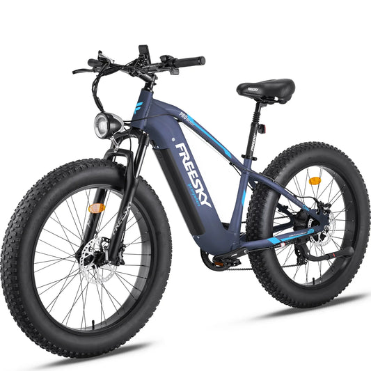 Blue FREESKY Himalay X-5e 750 w Mountain Ebike 4 Fat Tire Electric Fat Tire Mountain eBike