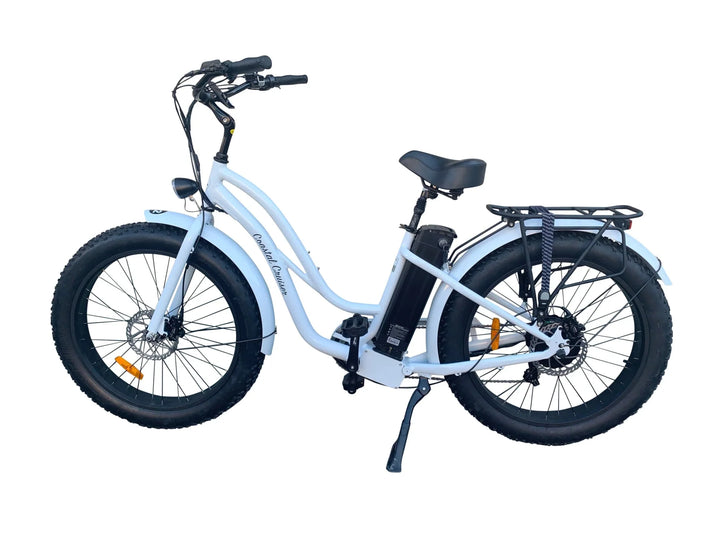 Coastal Cruiser 52V 26 Thru 750W Step Thru Ebike 26x4 Fat Tire Fat Tire Electric Beach Cruiser - Fat Tire Cruiser eBike - eBike Super Shop
