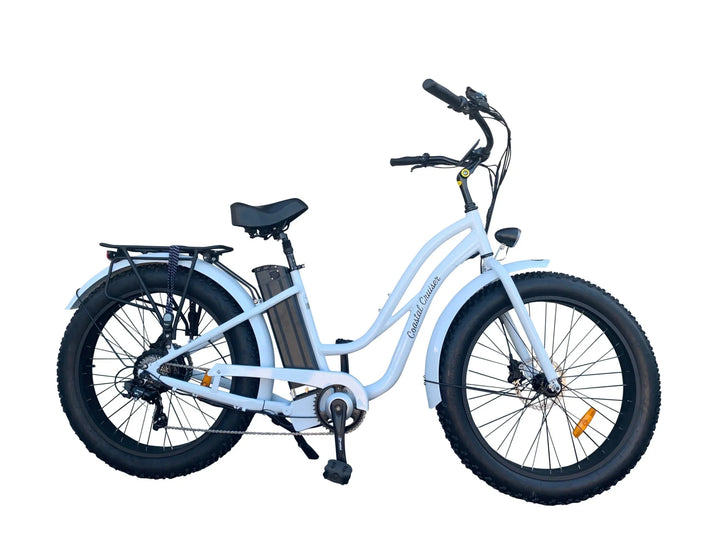 Coastal Cruiser 52V 26 Thru 750W Step Thru Ebike 26x4 Fat Tire Fat Tire Electric Beach Cruiser - Fat Tire Cruiser eBike - eBike Super Shop