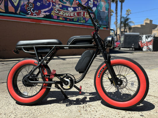 Custom Red Ripper 750 w Electric e-Moto Style eBikeMoto 20x4 Fat tire electric bike