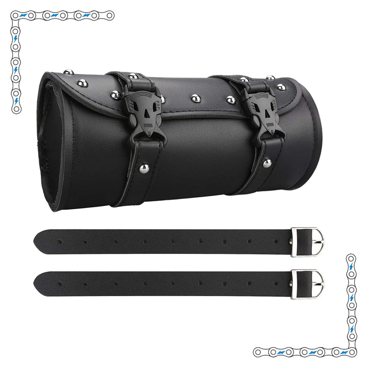 eBike Black Leather Rounded Studded Bar Bag for ebike - Accessories - eBike Super Shop