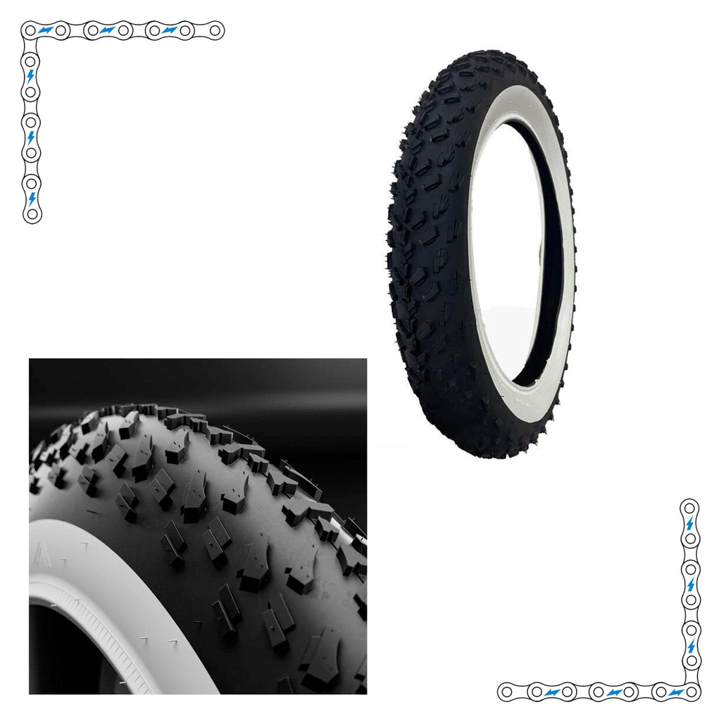 eBike Tires 26" x 4" White Wall Black Knobby for Fat Tire Electric Bike by Electric Bike Super Shop - Electric Bike Super Shop