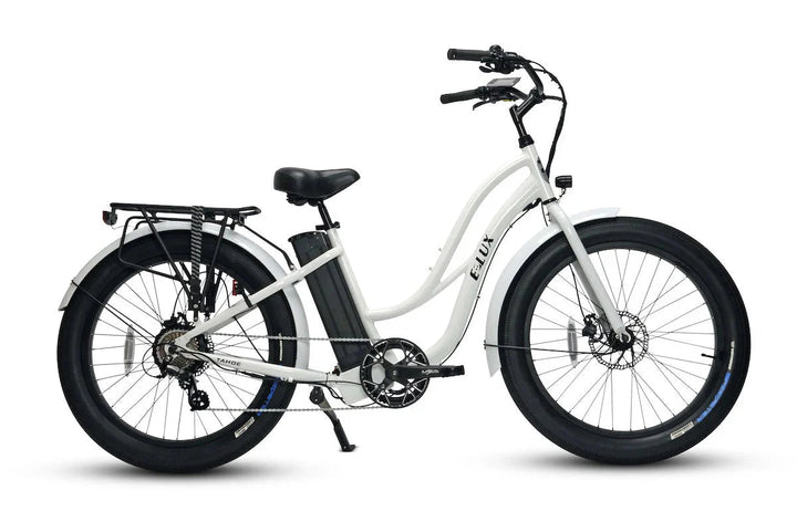 ELUX Tahoe 500 w Step Thru eBike 26x3.5 Fat Fat Tire Electric Beach Cruiser eBike - Fat Tire Cruiser eBike - eBike Super Shop