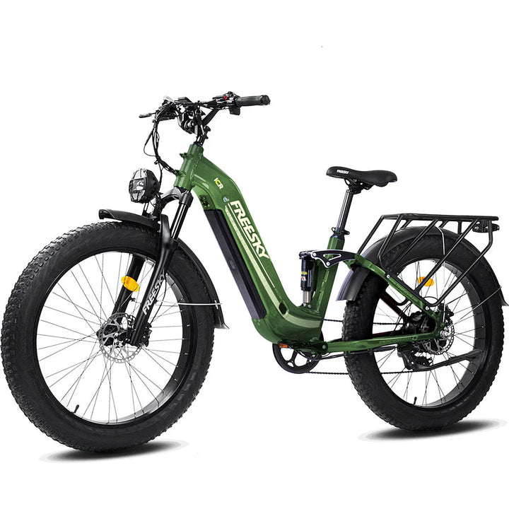 Blue FREESKY Wildcat Pro A-340 1000 w Step Thru Ebike 4 Fat Tire Electric Fat Tire Mountain eBike