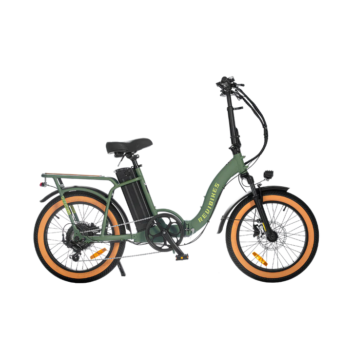 Green REVI Rebel 2 750w Step Thru Ebike 20x3 Fat Tire Electric Folding eBike