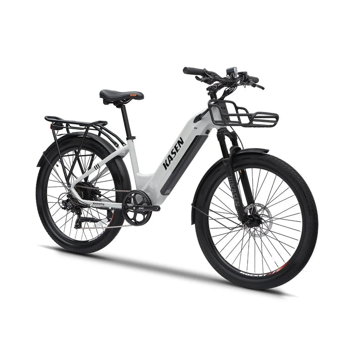 White KASEN City 2.0 500 w Step Thru Ebike 27.5X2.4 Urban Electric Urban eBike