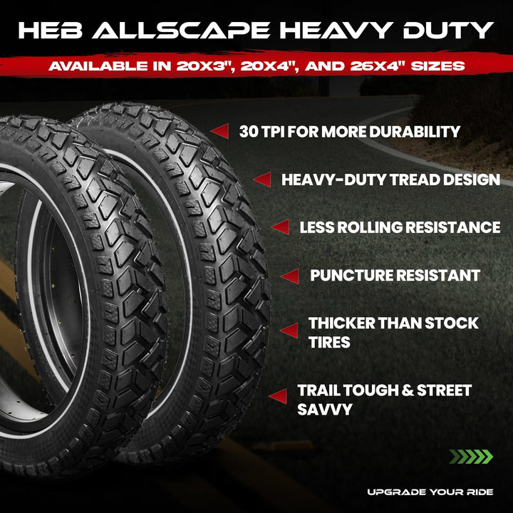 HEB ALLSCAPE® Fat Tire 20" x 3" (2 Tires) - Parts - sku - 50189473644845 eBike Super Shop
