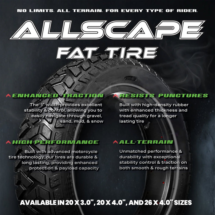 HEB ALLSCAPE® Fat Tire 20" x 3" (2 Tires) - Parts - sku - 50189473644845 eBike Super Shop