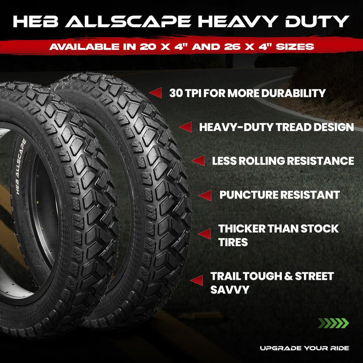 HEB ALLSCAPE® Fat Tires - 20" x 4" SET of 2 Fat Tires - Parts - 20L eBike Super Shop