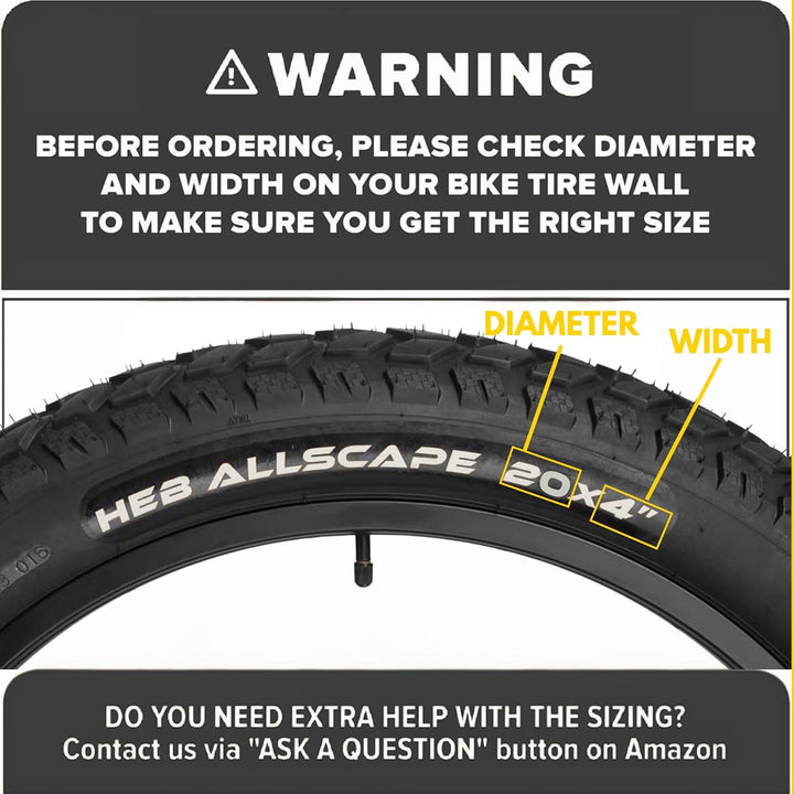 HEB ALLSCAPE® Fat Tires - 20" x 4" SET of 2 Fat Tires - Parts - 20L eBike Super Shop