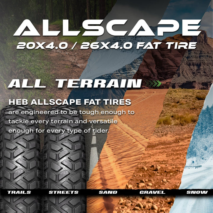 HEB ALLSCAPE® Fat Tires - 24" x 4" SET of 2 Fat Tires - Parts - 24x4 eBike Super Shop