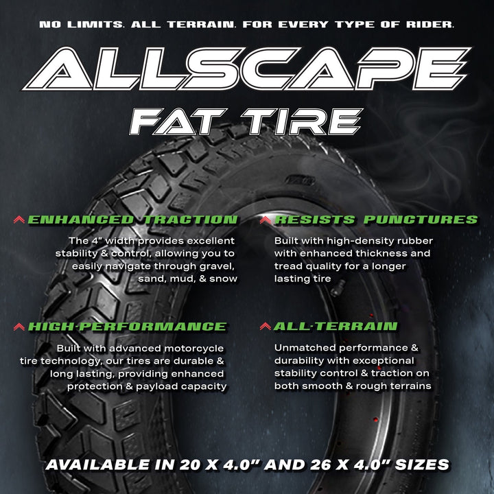 HEB ALLSCAPE® Fat Tires - 24" x 4" SET of 2 Fat Tires - Parts - 24x4 eBike Super Shop